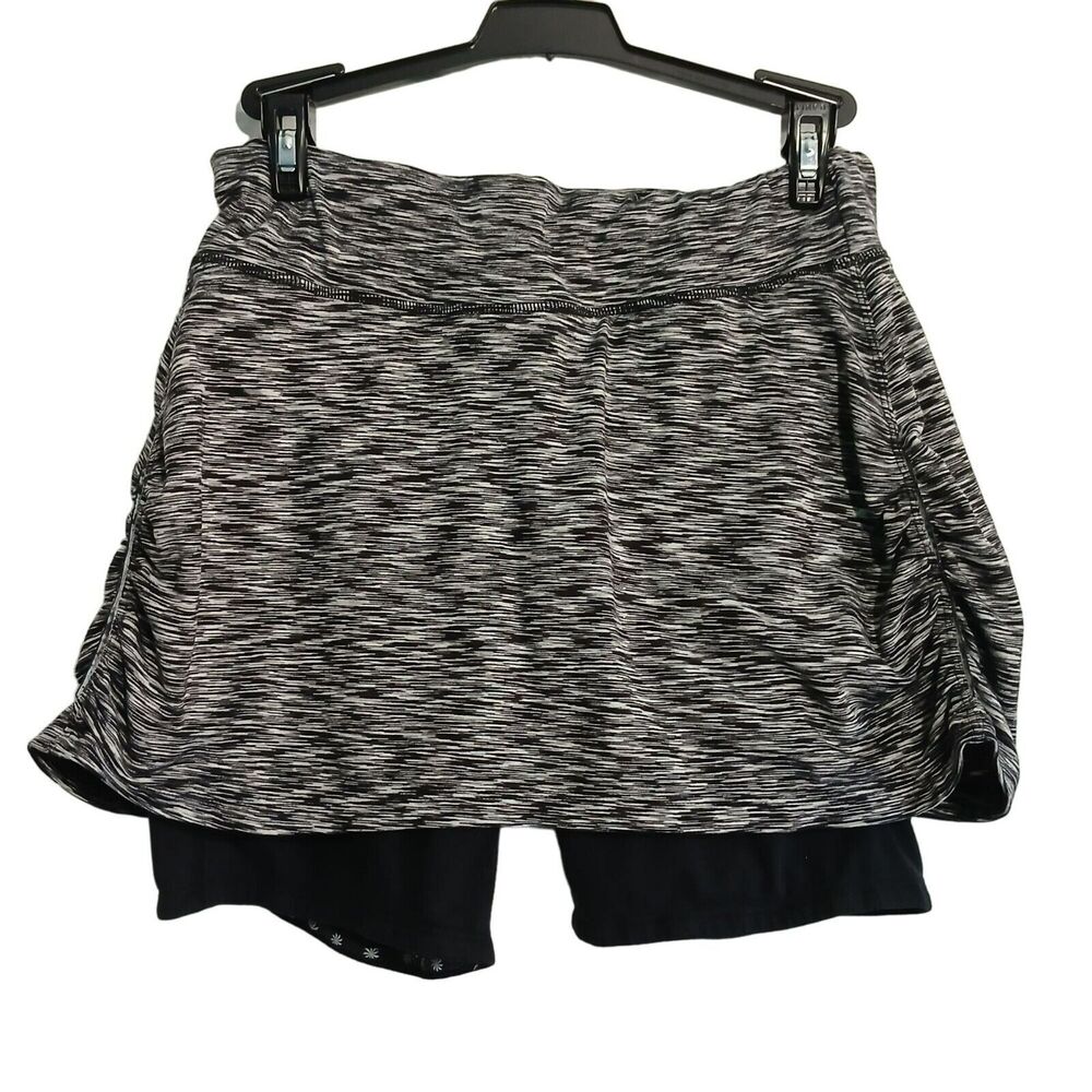 Athleta Skort Women M Aurora Contender Skirt Black Space Dye 2 in 1 Athletic